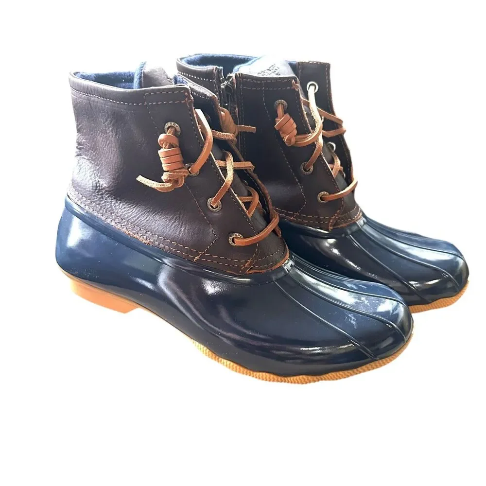 SPERRY Saltwater Duck Boot Brown/Navy NWOT w BOX‎ Sz 9